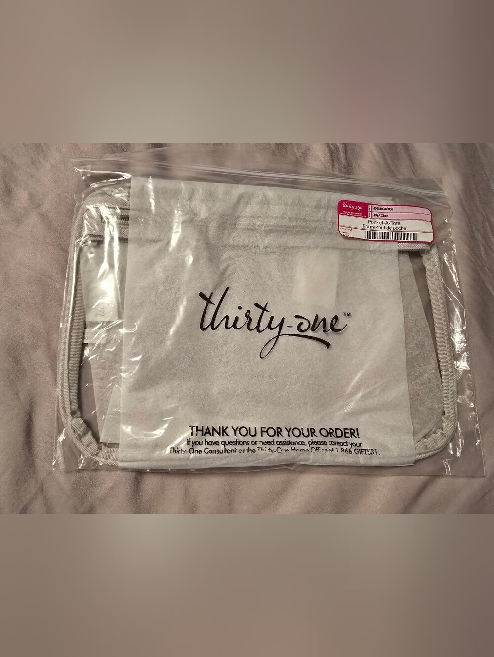 Thirty-One Clear And Beige Pocket-A-Tote Travel Organizer